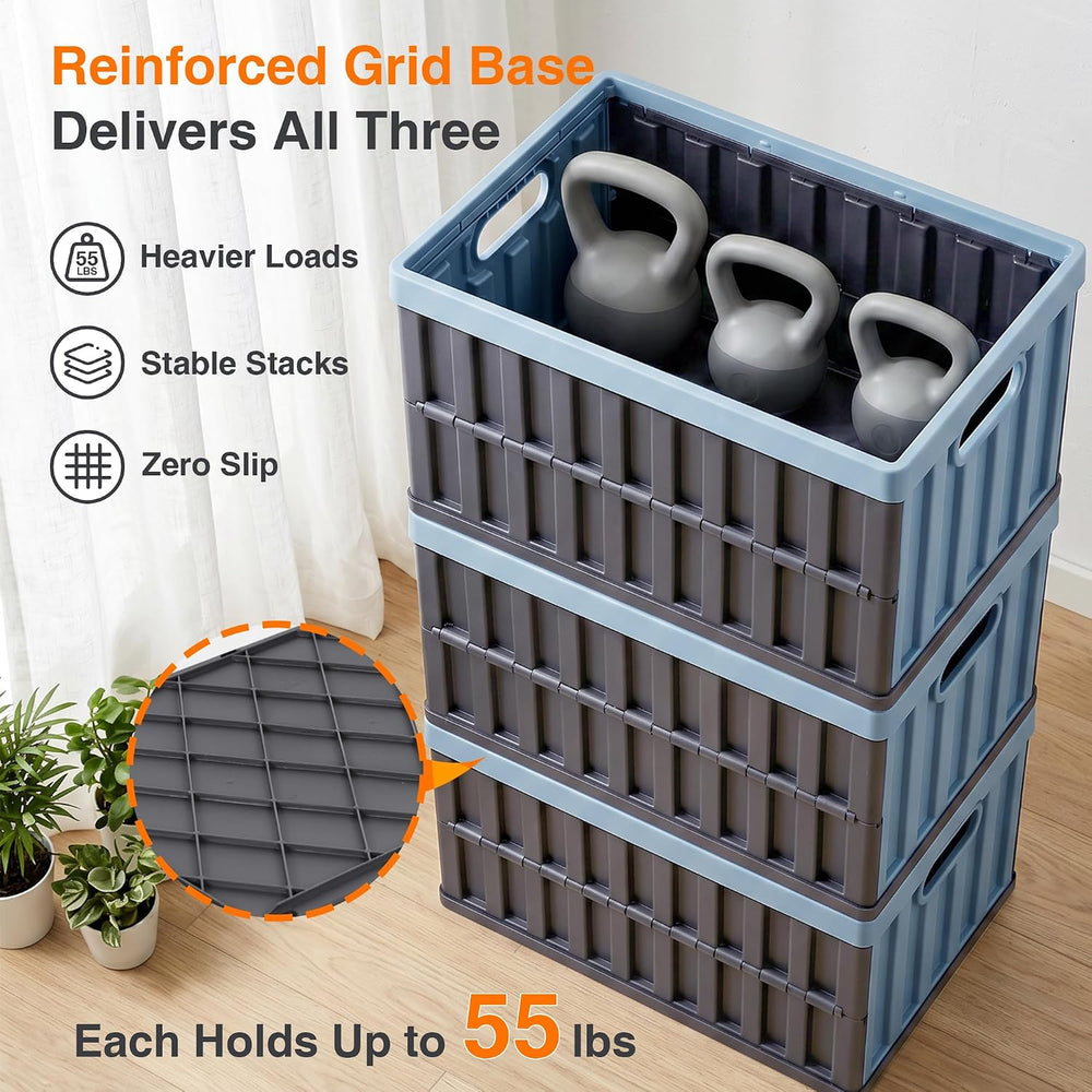 Citylife 64L Collapsible Storage Bins with Lids Plastic Storage Containers fo...