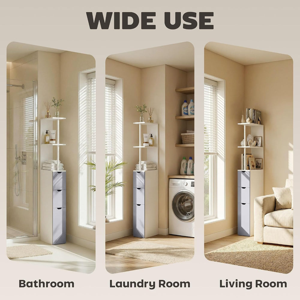 HOMCOM 54" Tall Bathroom Storage Cabinet, Freestanding, 2-Tier Shelf, White