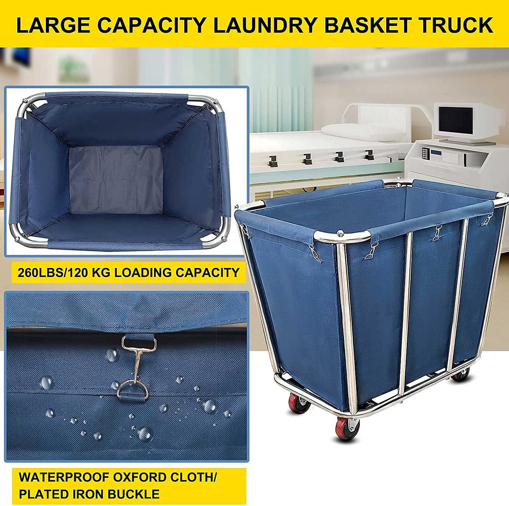 Commercial Laundry Cart with Wheels,350L Industrial Rolling Laundry Hamper
