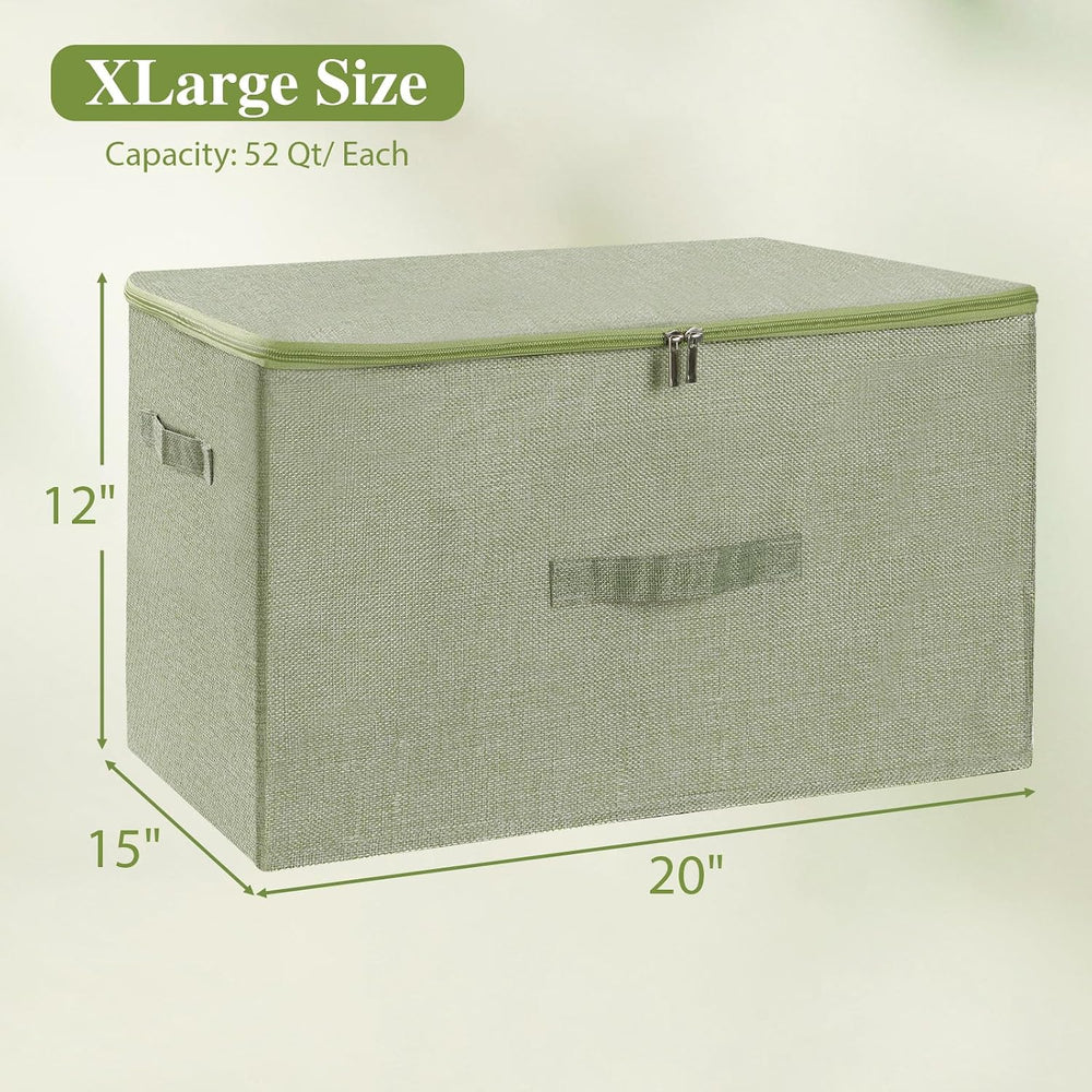 ANMINY Fabric Storage Bins with Zipper Lids, 20"x15"x12", Gree...