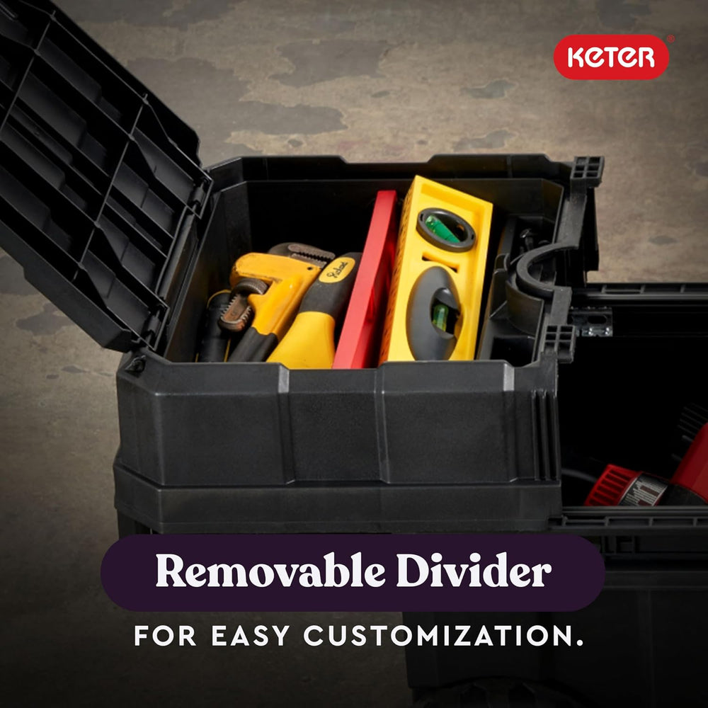 Keter Masterloader Resin Rolling Tool Box with Locking System and Removable B...