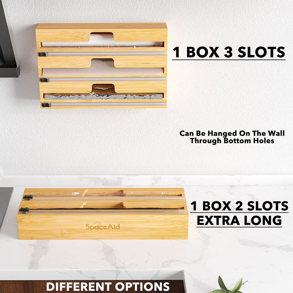 SpaceAid 2 in 1 Long Wrap Dispenser (Need 3" Deep Drawer) with Cutter, P...