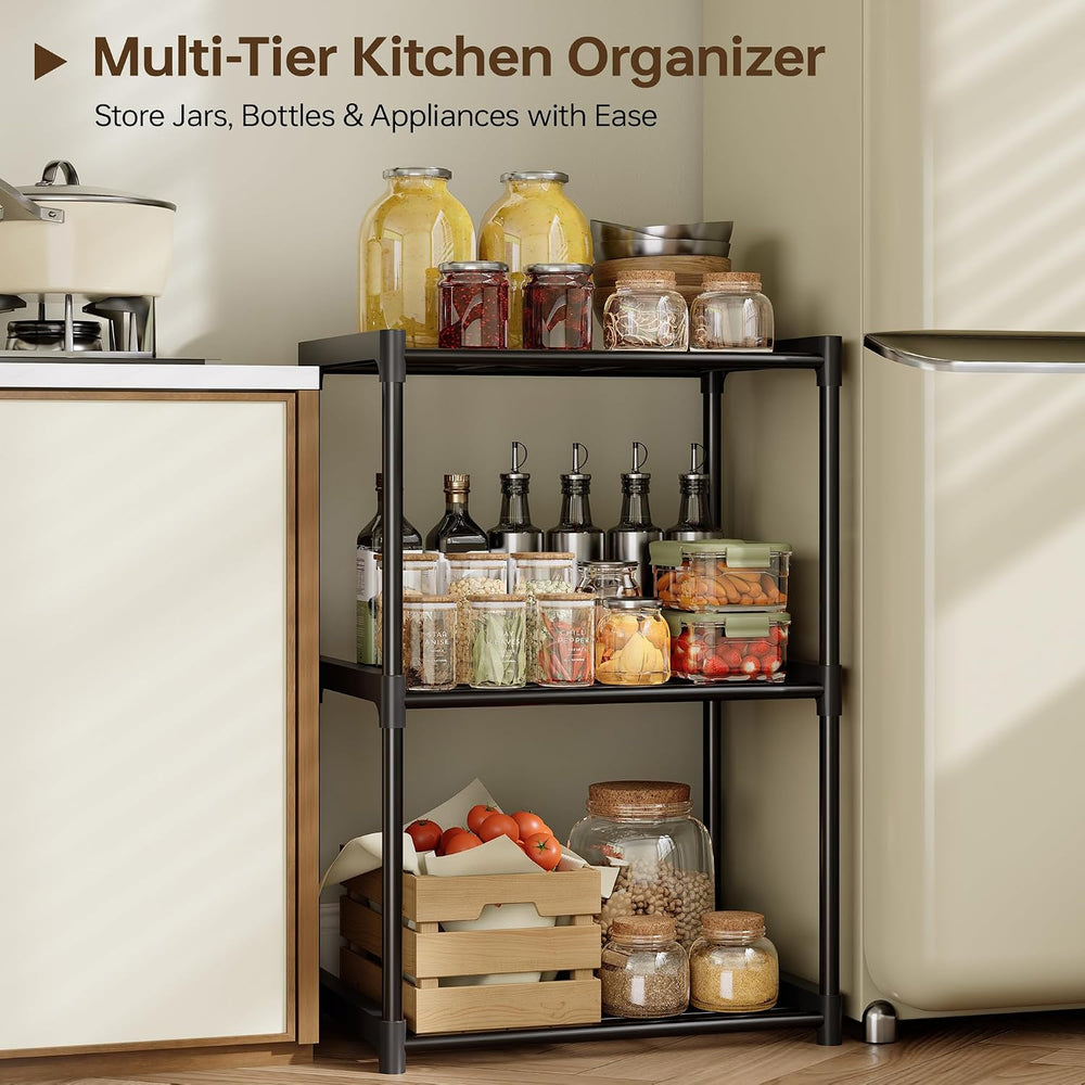 3-Tier Storage Shelves-2 Pack, Shelf with Plastic Connectors, Shelving Rack