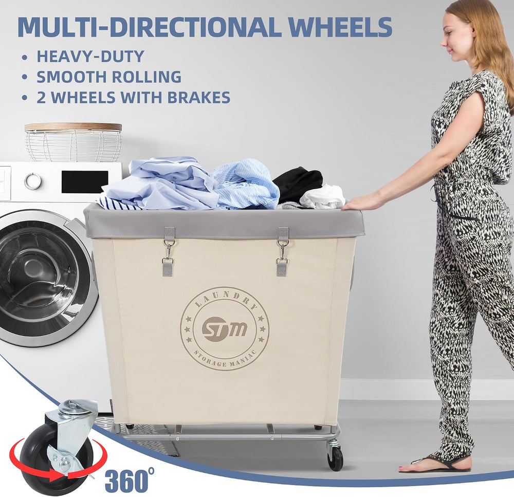 STORAGE MANIAC Commercial Laundry Hamper with Heavy Duty Steel Frame, 320 L I...