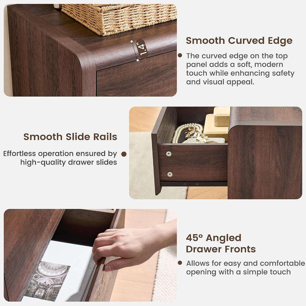 Modern 6 Drawers Dresser for Bedroom, 55.6” Tall Walnut Dressers & Chest ...