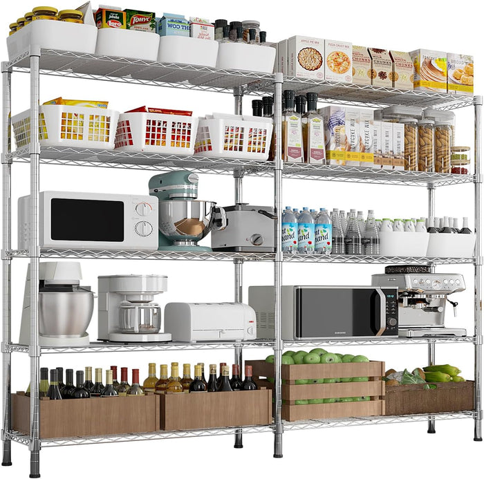 Karl home Storage Shelves Adjustable Garage Storage Shelving, Double Row,Flexible Layer Spacing,for Retail & Exhibition (58 * 14 * 59, Silver)