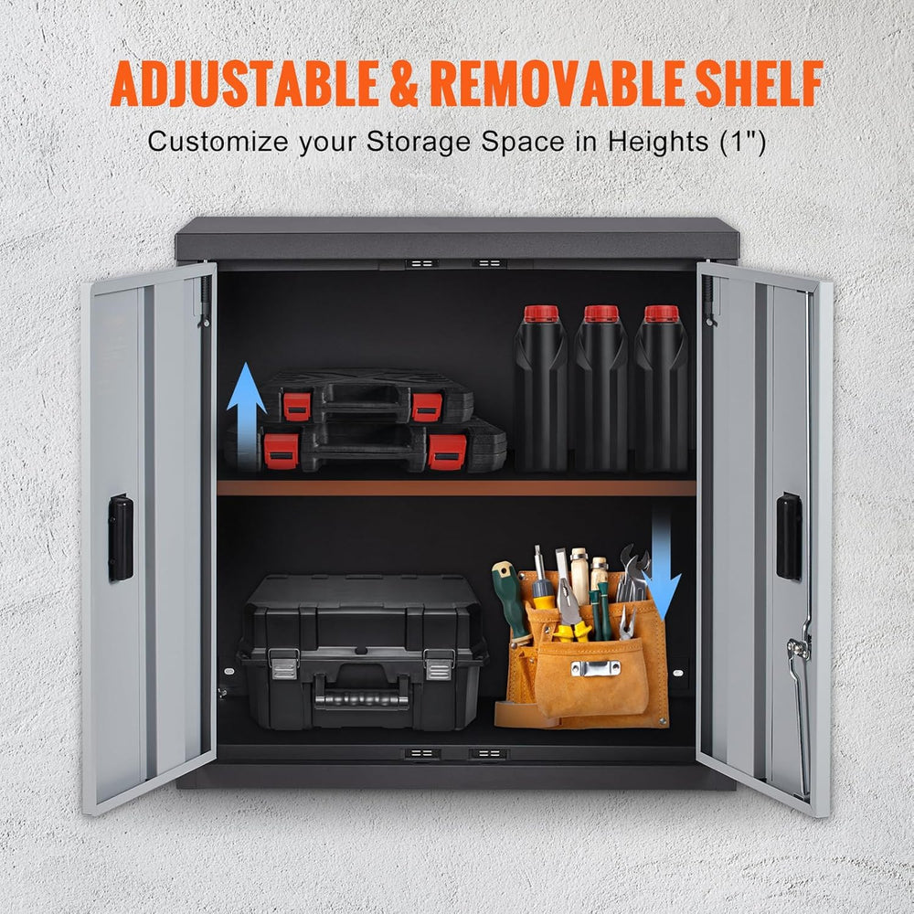 VEVOR Foldable Wall Cabinet, Metal Garage Locker Mounted 26" Small Tool ...