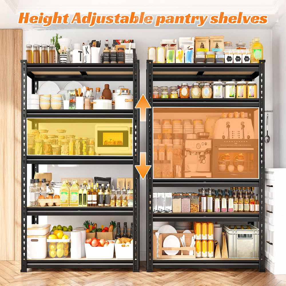 REIBII 2 Pack Storage Shelves,5 Tier Heavy Duty Garage Shelving,Adjustable