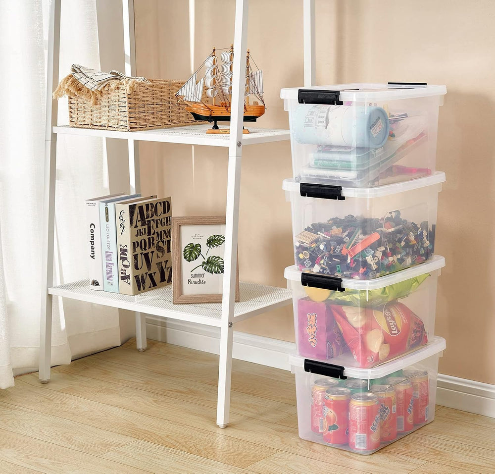 Clear Storage Latch Box 12 Quart, Plastic Organizing Box/Bin with Lid and Bla...