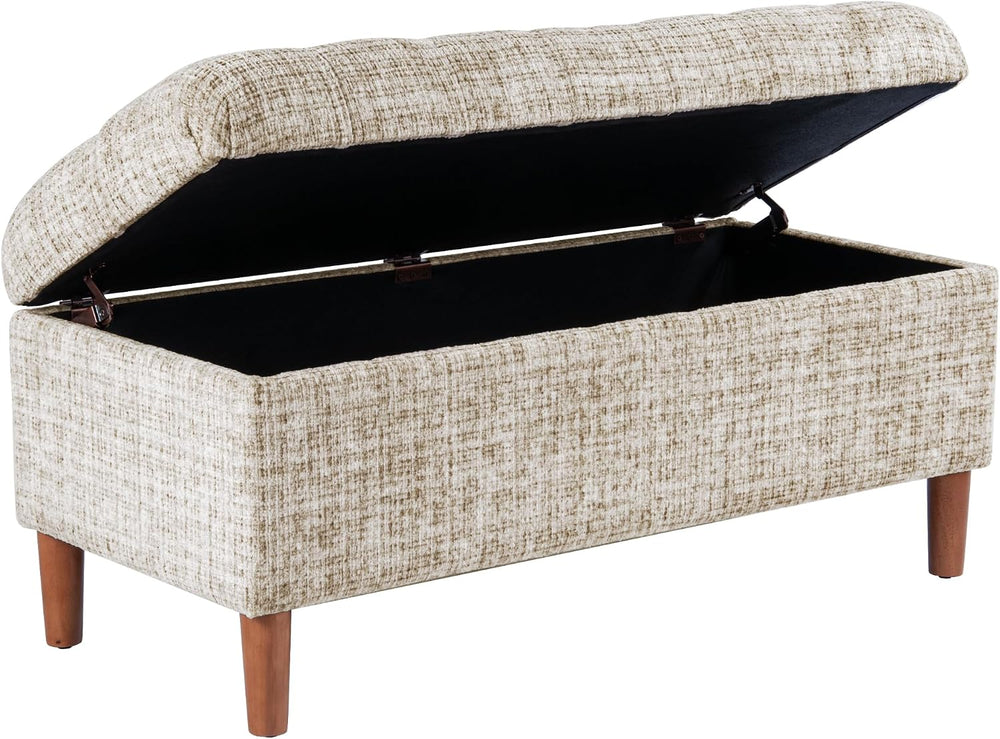 HomePop 40" Ainsley Button Tufted Storage Bench - Cream Textural Woven