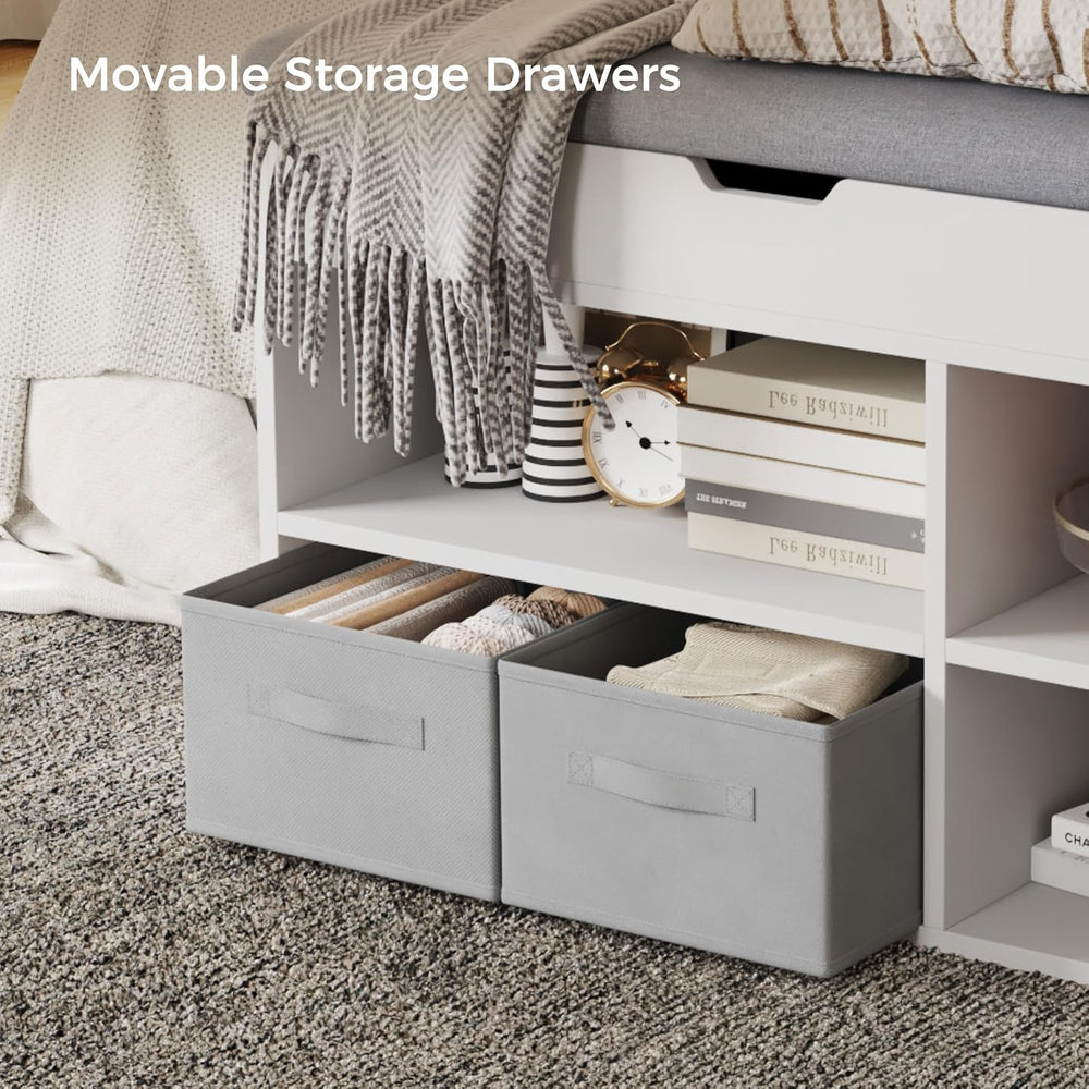 Mondeer Shoe Storage Bench with Seat, Folding Padded Seat, White