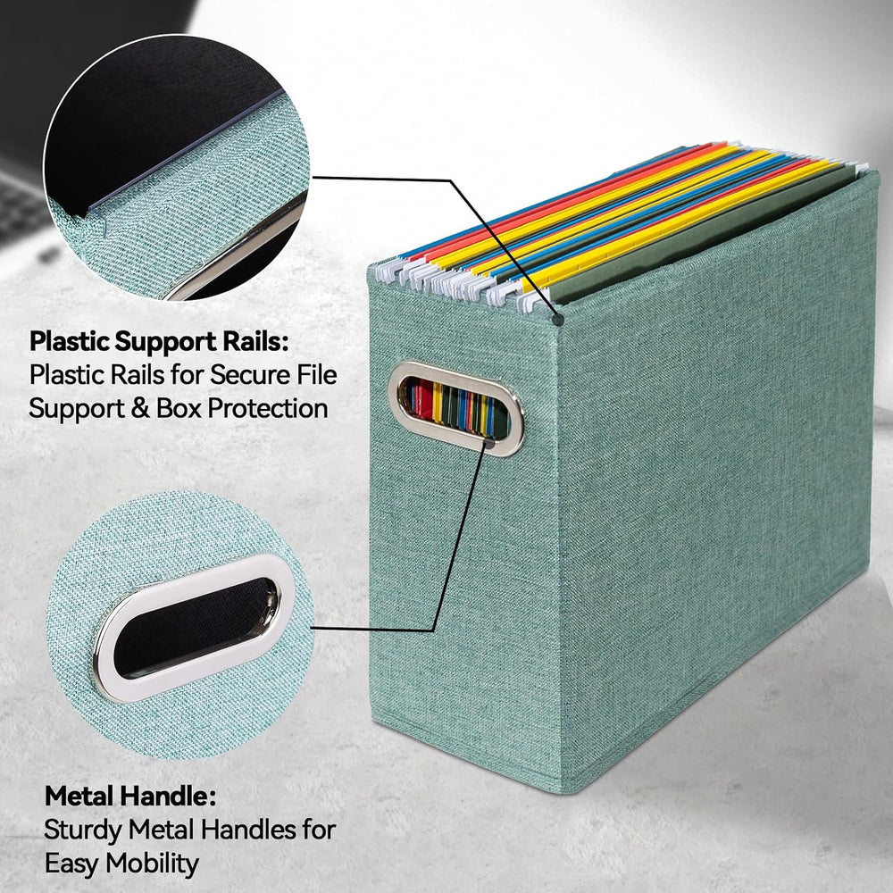 6 Pack Letter Size File Storage Box Collapsible，Fabric Hanging File Folders O...