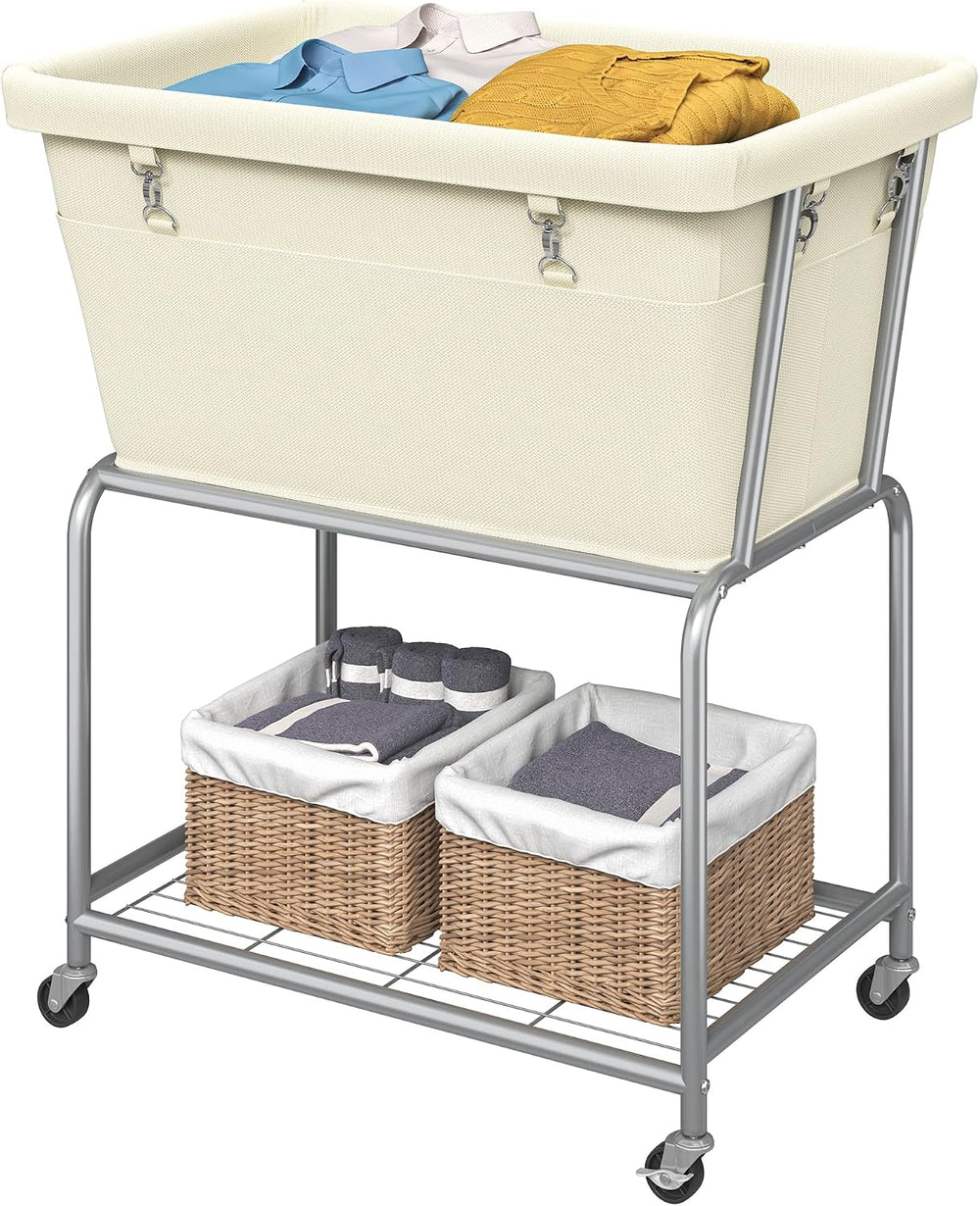 ELYKEN Rolling Laundry Hamper with Wheels, Removable Bag, Laundry Cart