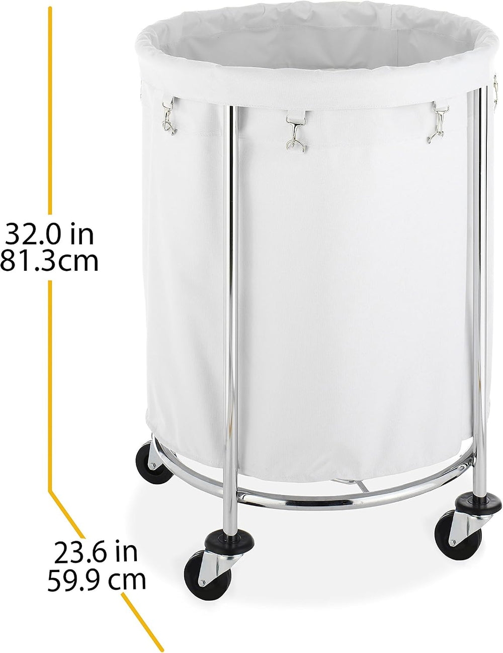 Whitmor Round Commercial Laundry Hamper with Removable Liner and Heavy Duty W...