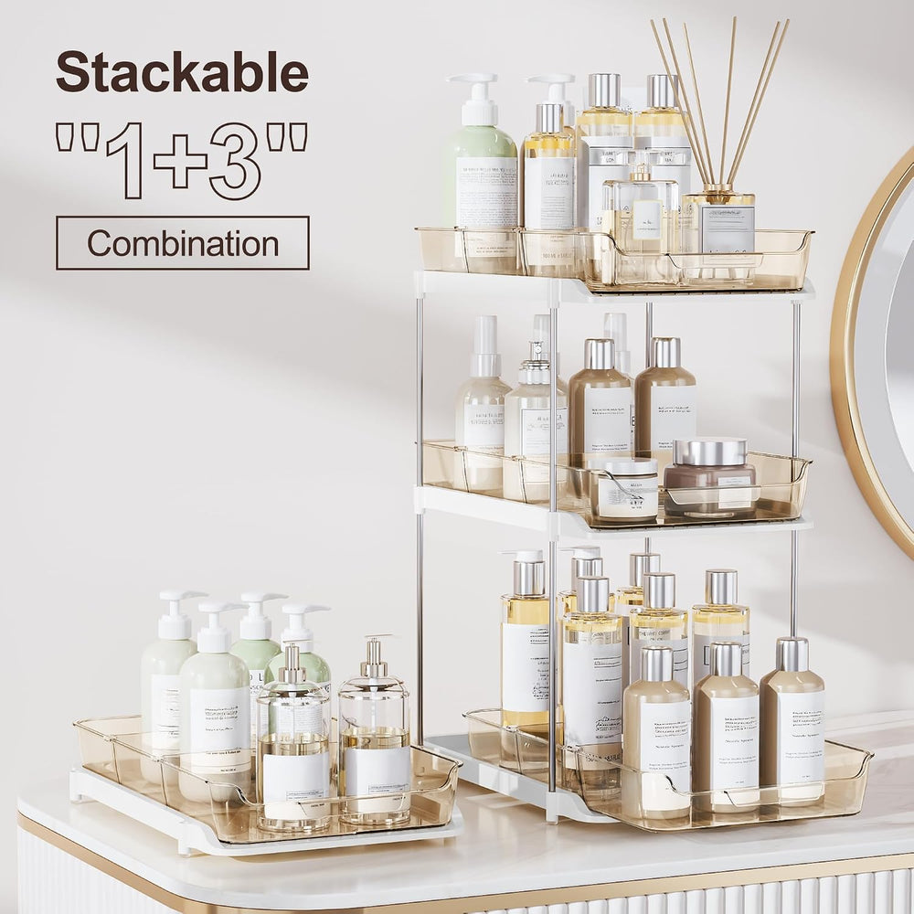 Delamu 2-Tier Multi-Purpose Bathroom Under Sink Organizers and Storage, Stack...