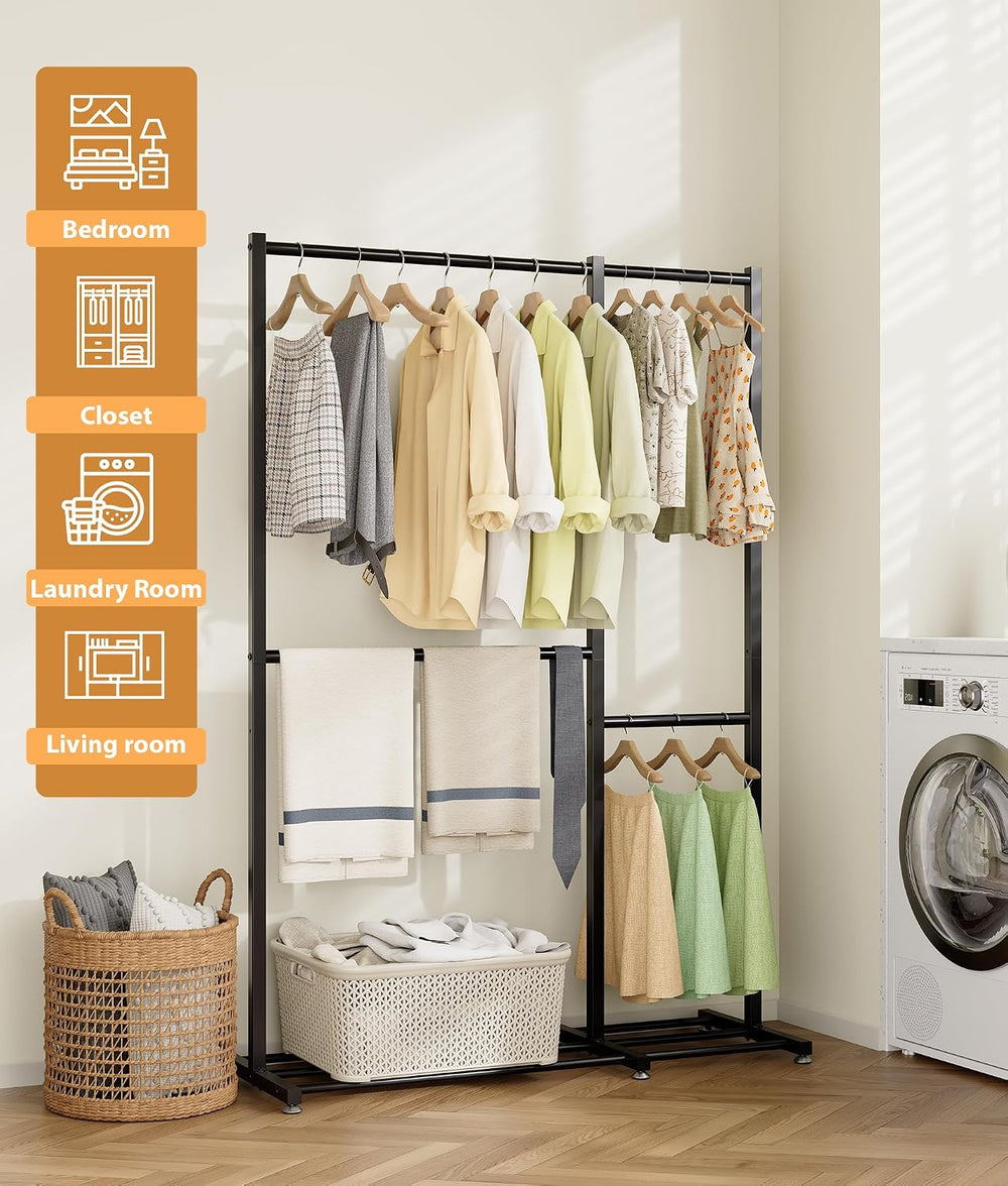 Clothing Rack with 4 Hanging Rod, 47.2" x 17.7" x 69.9", Doubl...