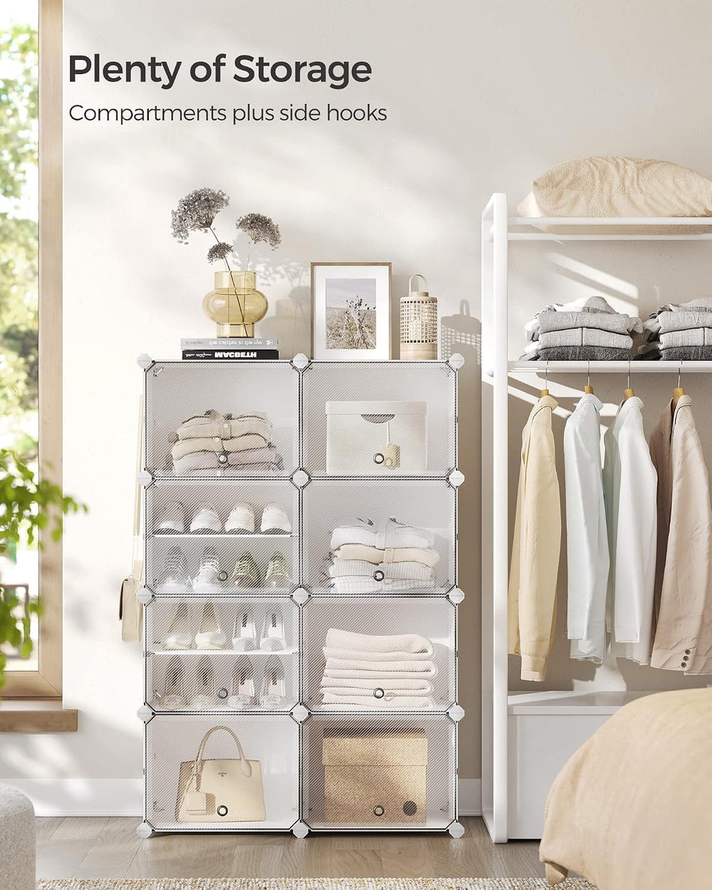 SONGMICS Shoe Rack, 8-Tier with Doors, 32-Pair Storage Cabinet