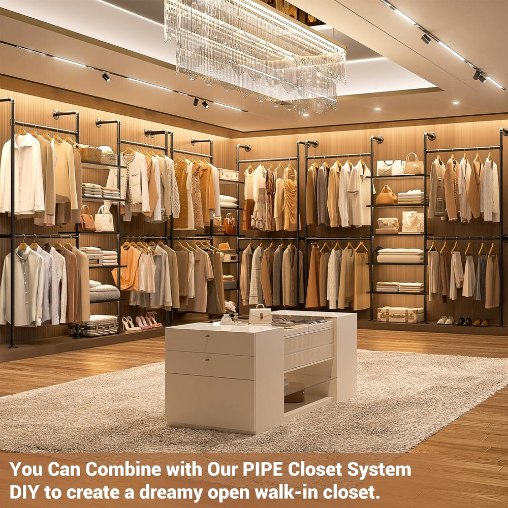 Aheaplus Industrial Pipe Clothing Rack, 6.42FT Closet Organizer System