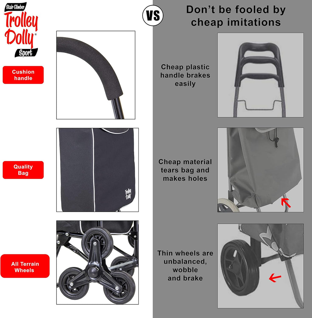 dbest Products Trolley Dolly Sport Stair Climber – Foldable Grocery Cart on W...