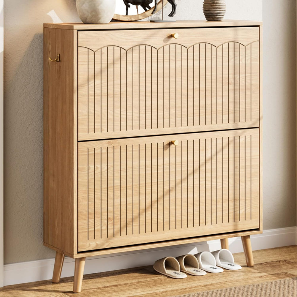 Nicetree Arch-Chic Shoe Cabinet for Entryway, Modern Mid-Century Shoe Storage...