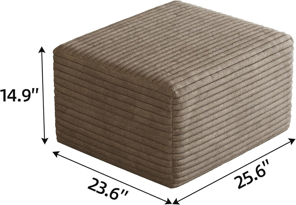 25.6" Ottoman Foot Rest for Couch，Plush Corduroy Rectangle Ottomans,Upho...