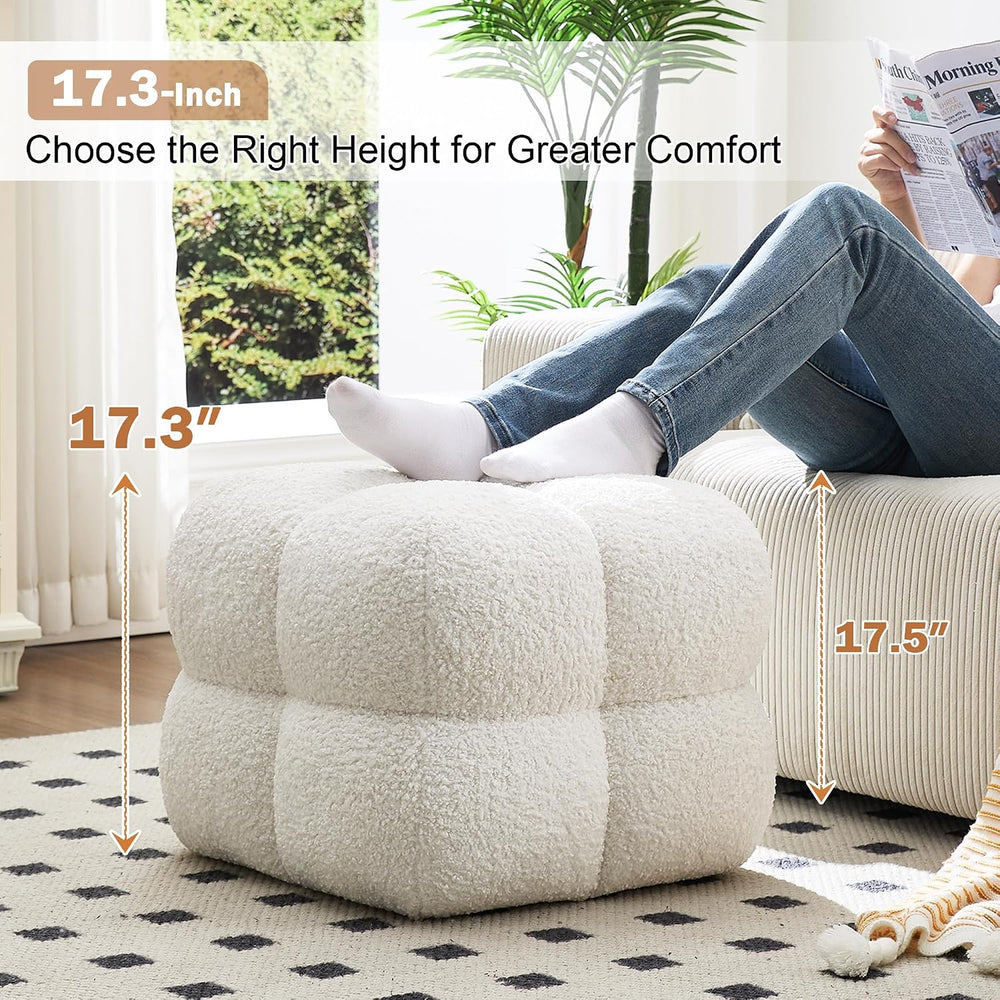 Zesthouse Square Pouf Ottomans Set of 2, Modern Vanity Chair for Bedroom