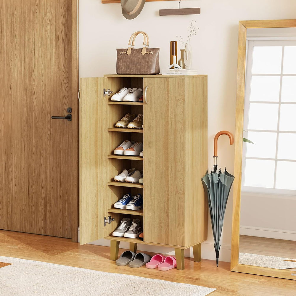 GIANTEX Shoe Cabinet with Doors, 48" Tall Shoe Rack Organizer Cabinet