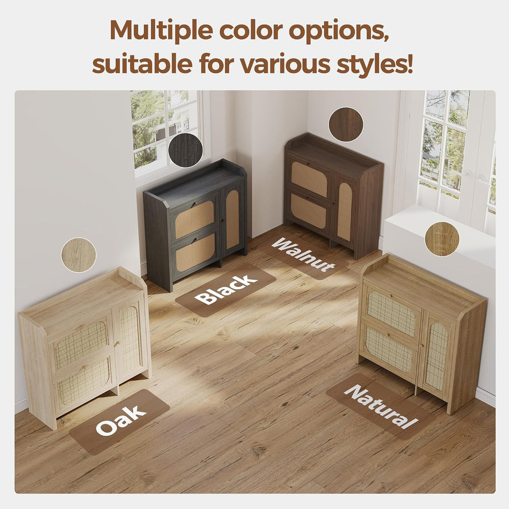 Mericonia Shoe Cabinet Storage for Entryway with 2 Flip Drawers(3-Tier), Ratt...