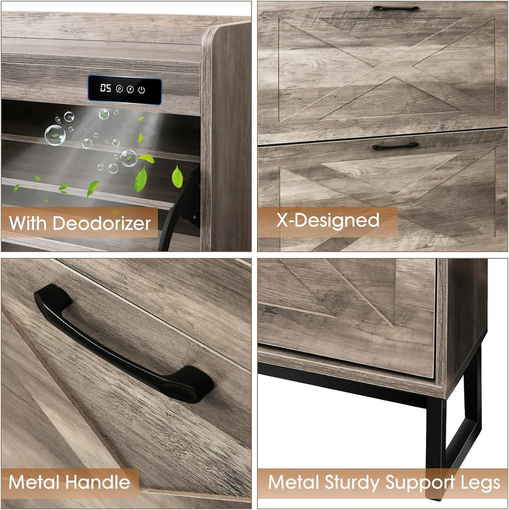 Shoe Cabinet with 2 Flip Drawers & Deodorizer, Shoe Cabinet Storage for E...