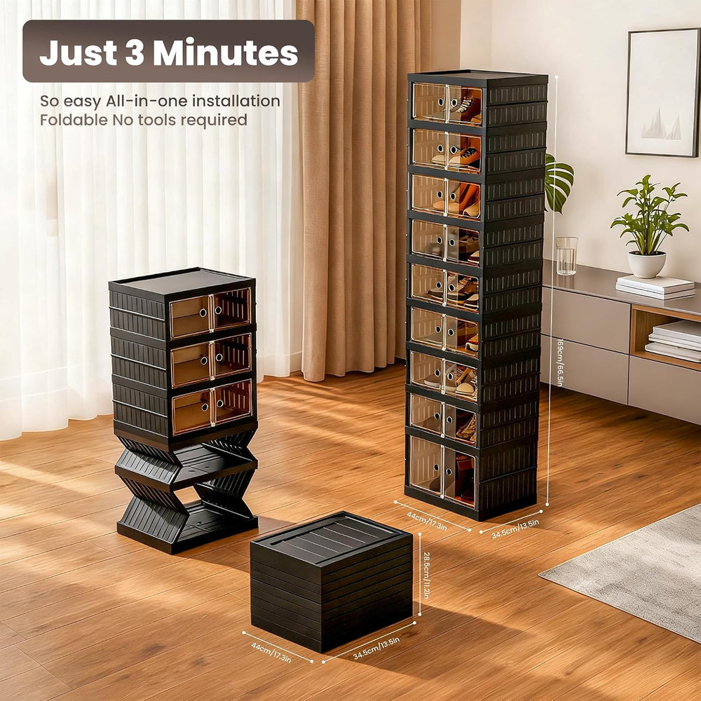 Foldable Shoe Organizer Storage Box, Portable Extra Large Folding Shoe Rack f...