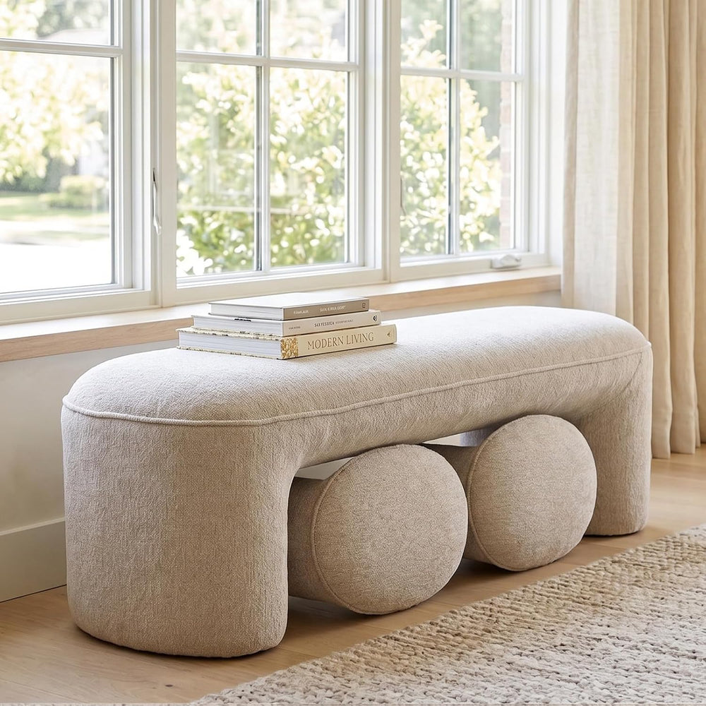 Hyfirm 3-Piece Upholstered Ottoman Bench Set, 53" Waterfall End of Bed B...
