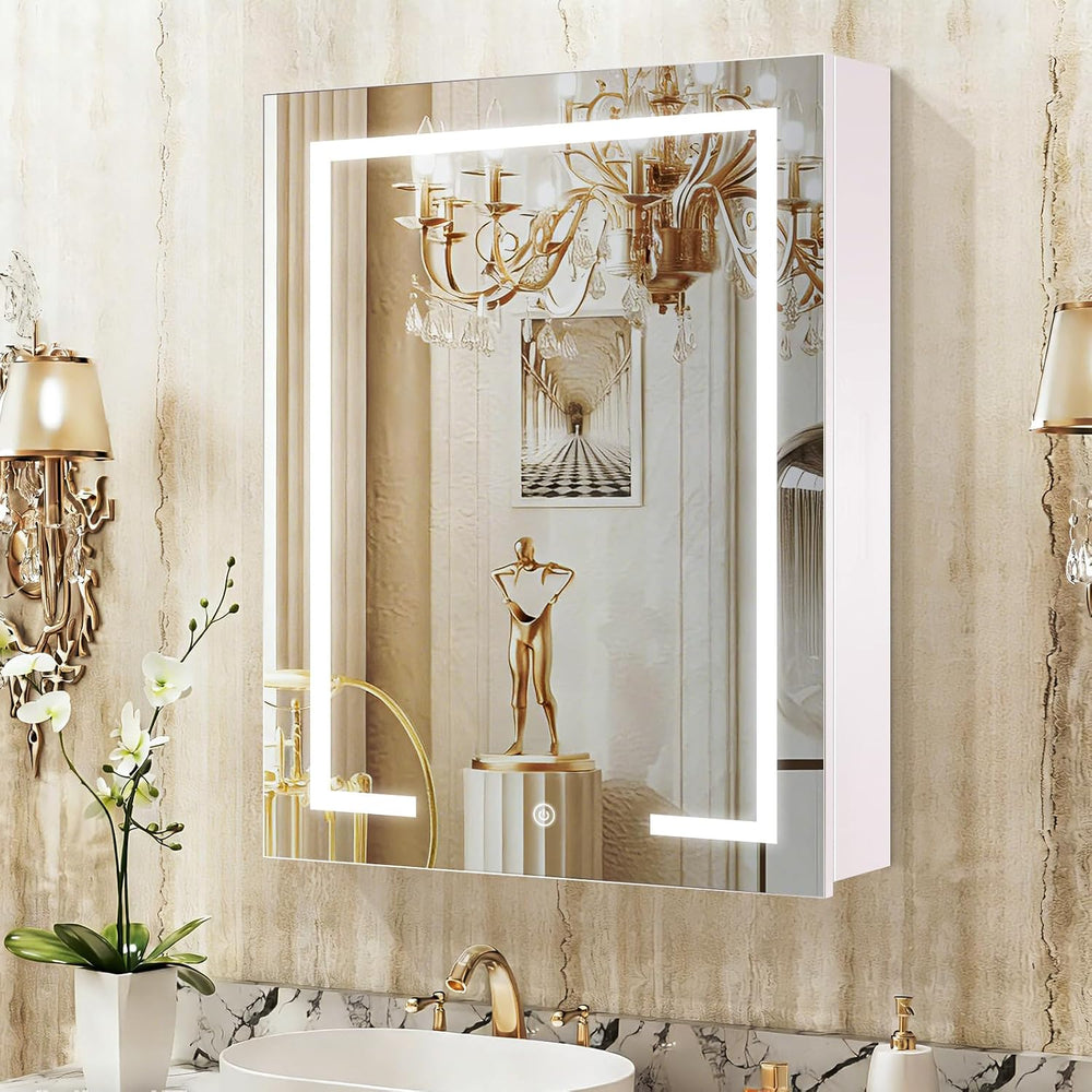 LED Medicine Cabinet with Light,Mirror Cabinet with Cosmetics Storage Rack,3X...