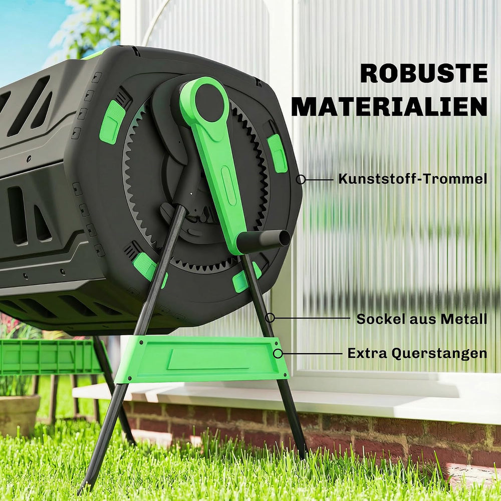 Outsunny Compost Bin Outdoor, 53 Gal Dual Chamber Compost Tumbler, Green
