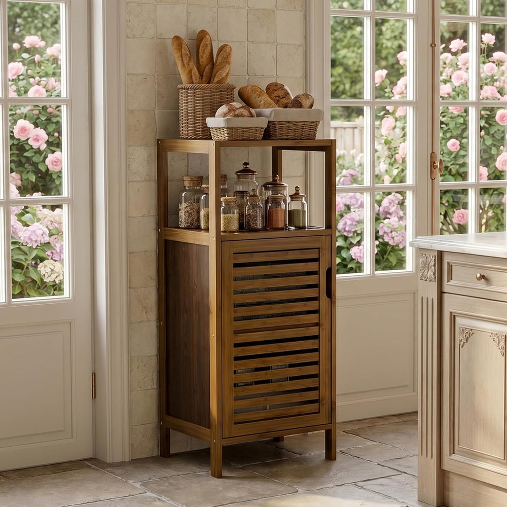 HITNET Bathroom Cabinet, Bamboo Floor Cabinet Free Standing, 4 Tier Sofa Side...