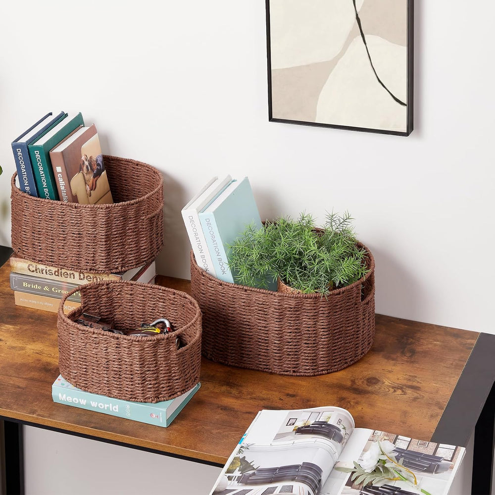 Vagusicc Wicker Storage Basket, Set of 3 Hand-woven Storage Baskets for Organ...