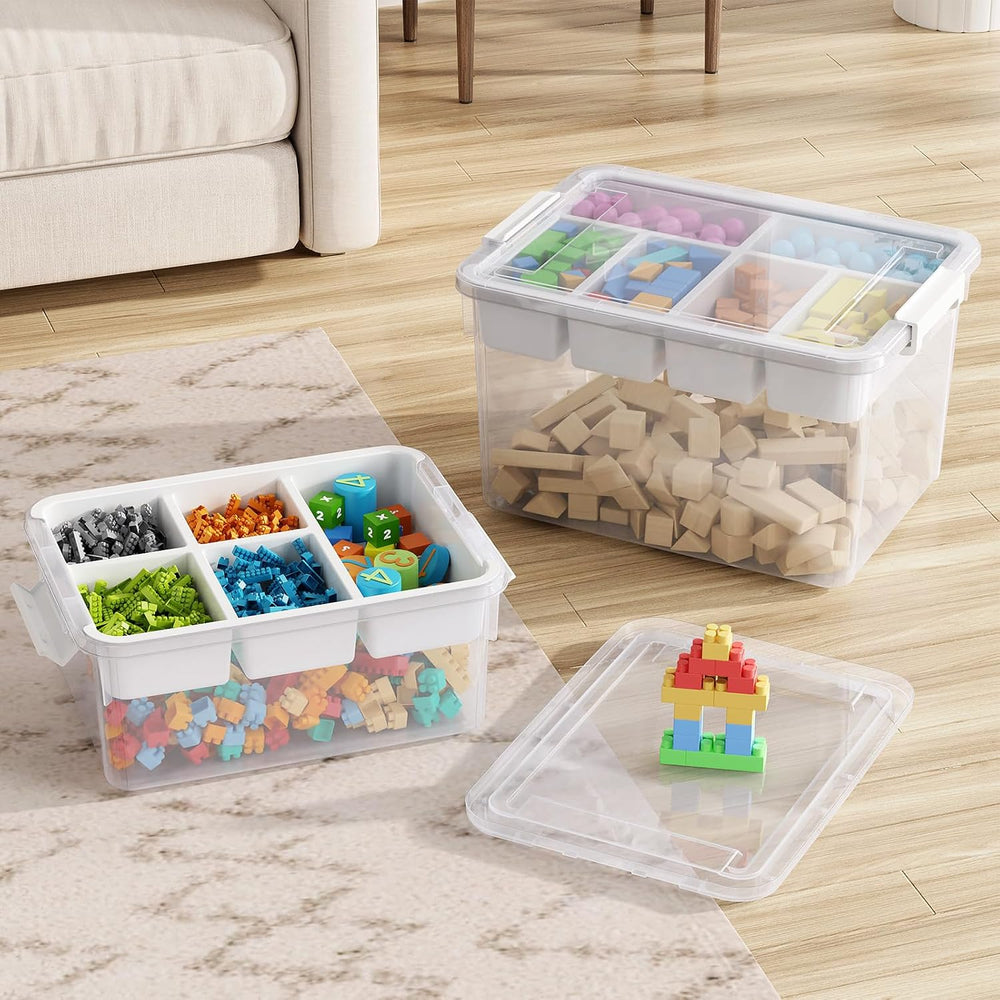 80Qt Stackable Storage Bins with Lids Trays Craft Box Organizers, 4Pack,WH