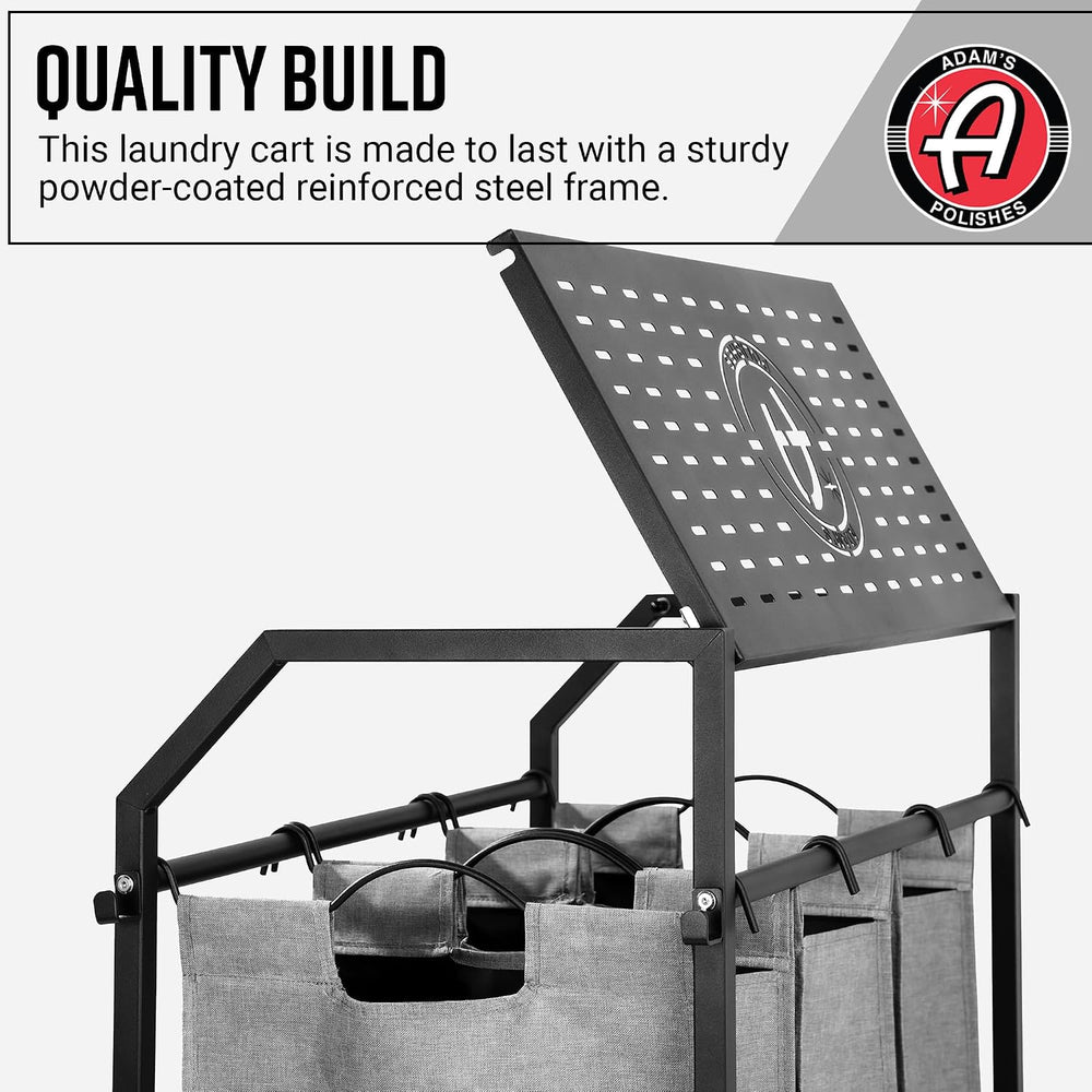 Adam's Polishes Detailing Towel Cart for Dirty Laundry, Cloths, Rags, Clo...