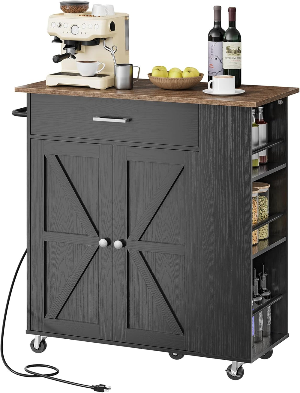 CHOEZON Kitchen Island Cart with Storage, Bar Cart with Charging Station, Kit...