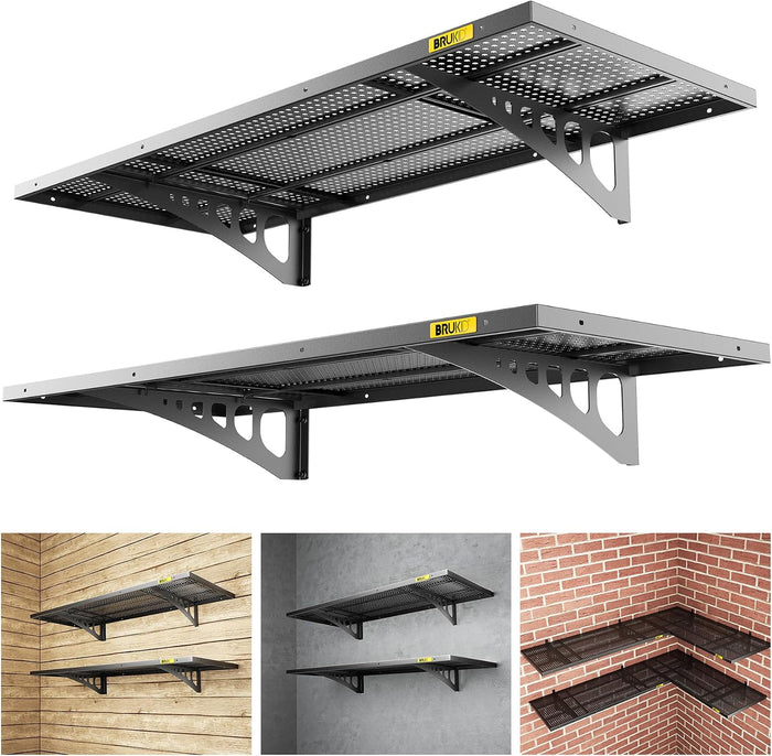 2Pack 1.64x4ft Adjustable Metal Garage Wall Shelving Heavy Duty Garage Storage