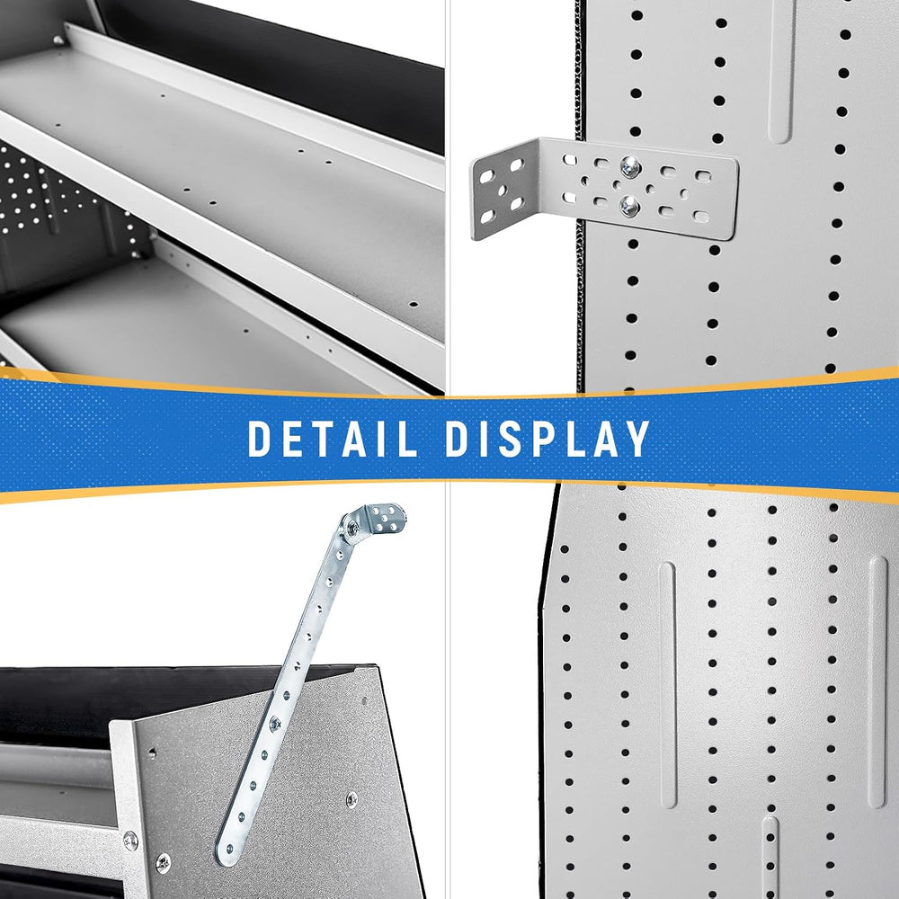 AA Products Model SH-6204 Steel Low/Mid/High Roof Van Shelving Storage System...