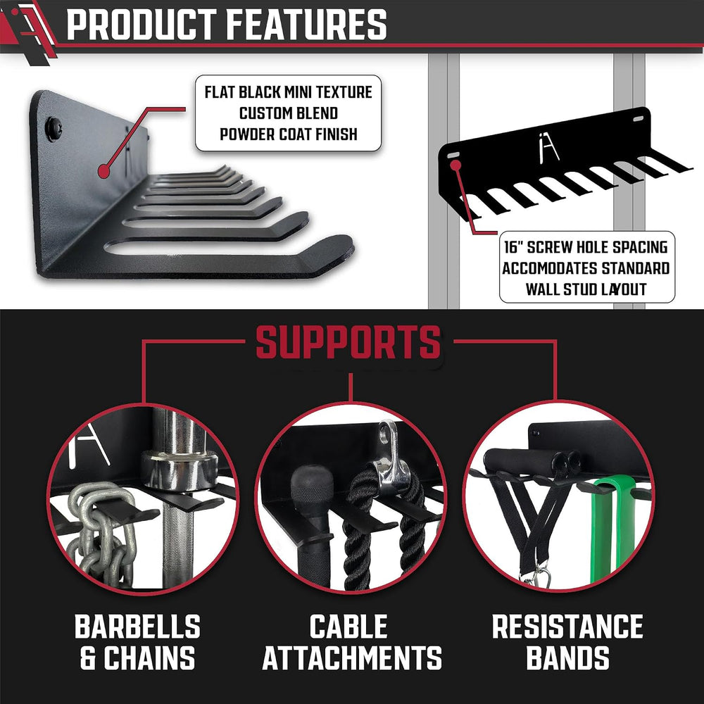 IRON AMERICAN USA Omega Gym Storage Rack 9 OR 11 Hook Heavy-Duty Gym Wall Org...