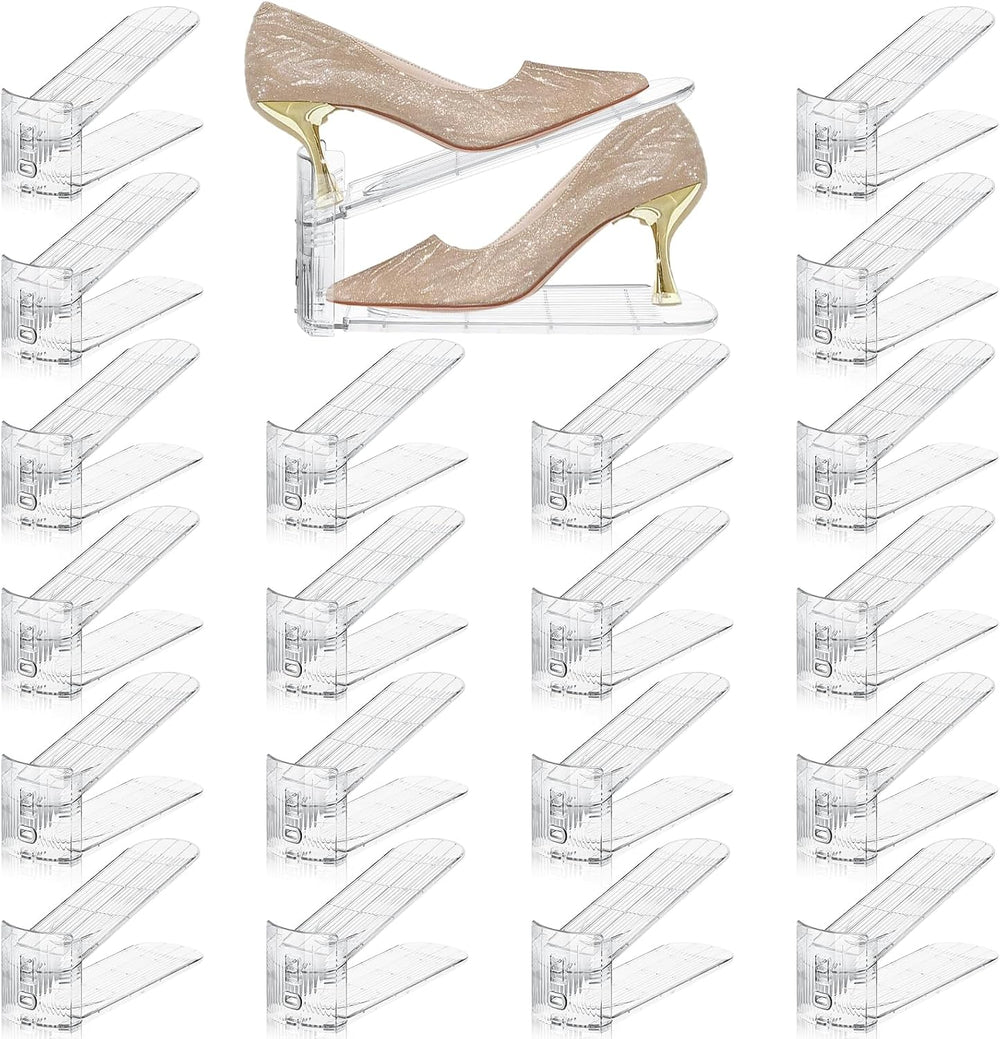 FENRUNXU Transparent Shoe Slots Organizer for Closet, 20 Pack Shoe Stacker Or...