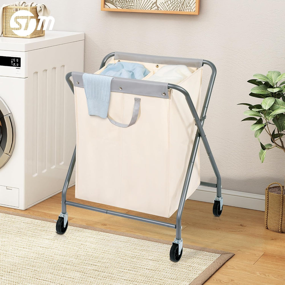 STORAGE MANIAC 125L Collapsible Laundry Hamper with Wheels, Rolling Laundry B...
