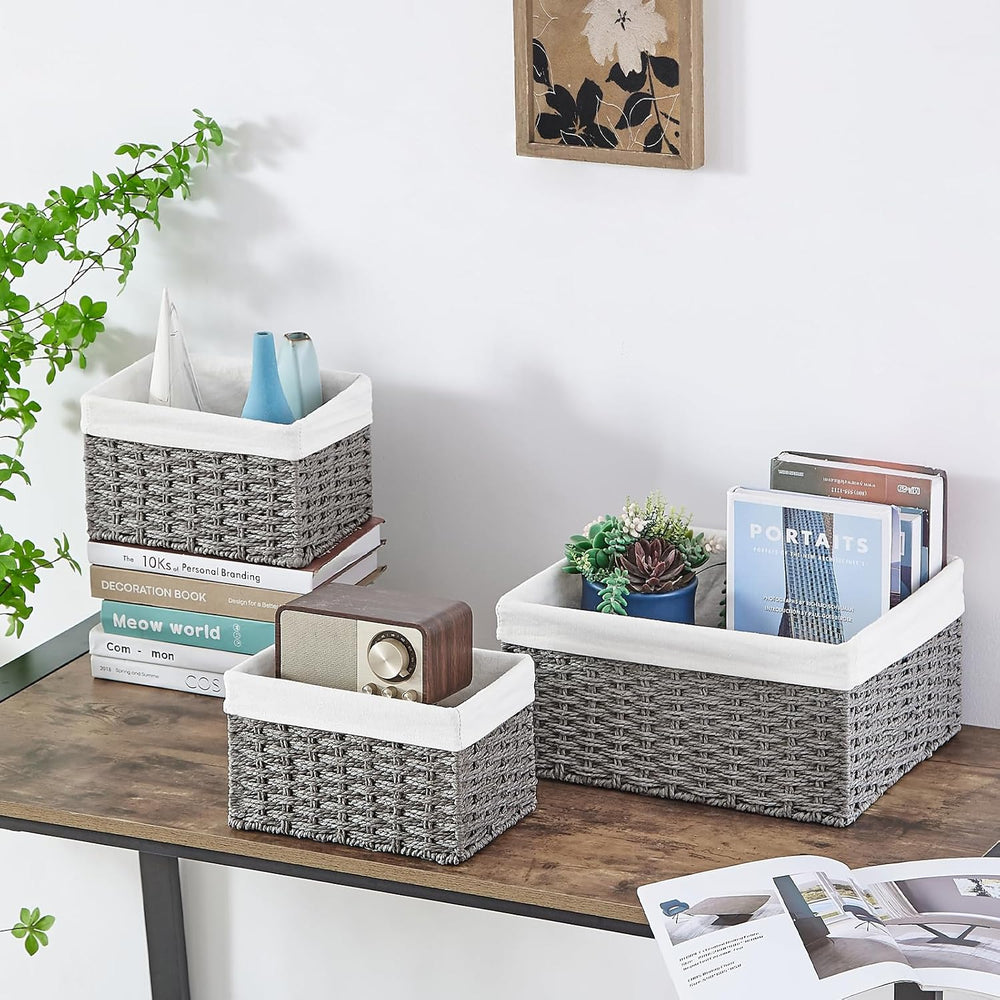 Vagusicc Wicker Basket, Set of 3 Hand-woven Storage Baskets for Organizing, D...
