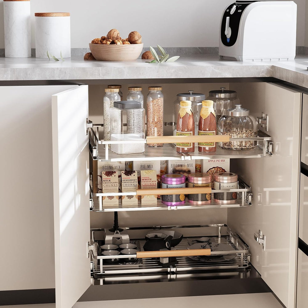 2Pack Expandable Pull Out Cabinet Organizer, 23.2-39.9" W x 22.5" D