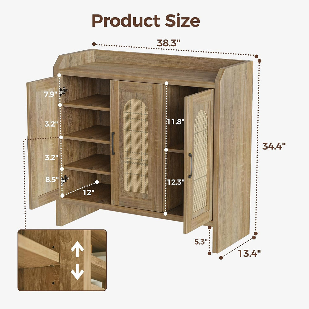 Mericonia Rattan Shoe Storage Cabinet, Farmhouse Shoe Cabinets Storage for En...