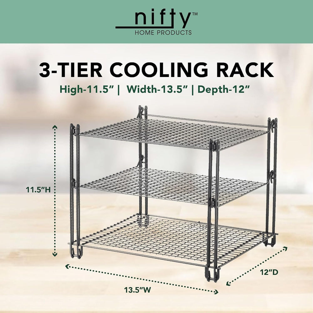 Nifty 3-Tier Cooling Rack – Non-Stick Coating, Wire Mesh Design, Dishwasher S...