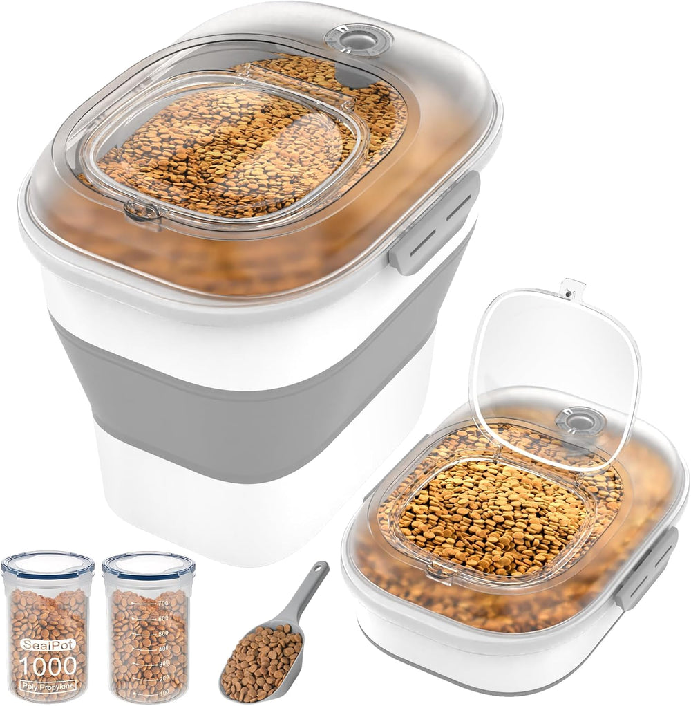 32-35 Lbs Dog Food Storage Container Wheels,Collapsible Dog Food Container