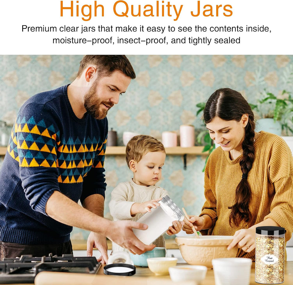 PeacePeo 32 OZ Plastic Jars with Lids, 16 Pcs Food Storage Containers