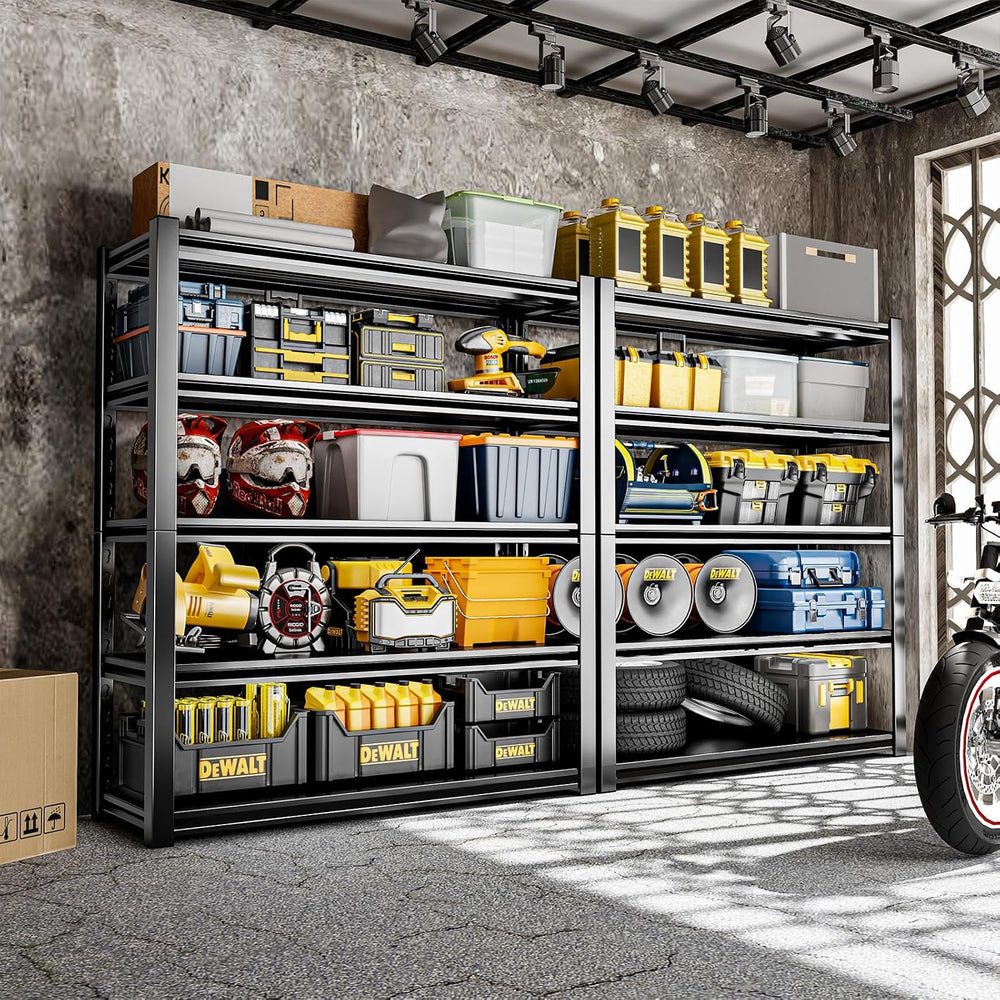 72" H Adjustable Garage Shelving 2500LBS Storage Shelves 5-Tier Heavy Du...